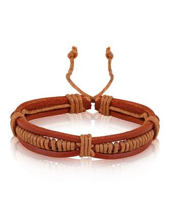 Brown Leather Stone Work Fashion Bracelet 1