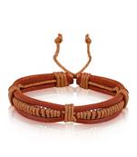 Brown Leather Stone Work Fashion Bracelet