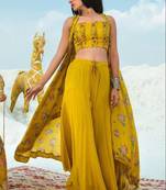 Mustard embroidered rayon kurtas-and-kurtis