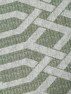Cotton Blend 120 TC Geometric Fitted Double Bed Sheet with 2 Pillow Covers  Sea Green Off White 4