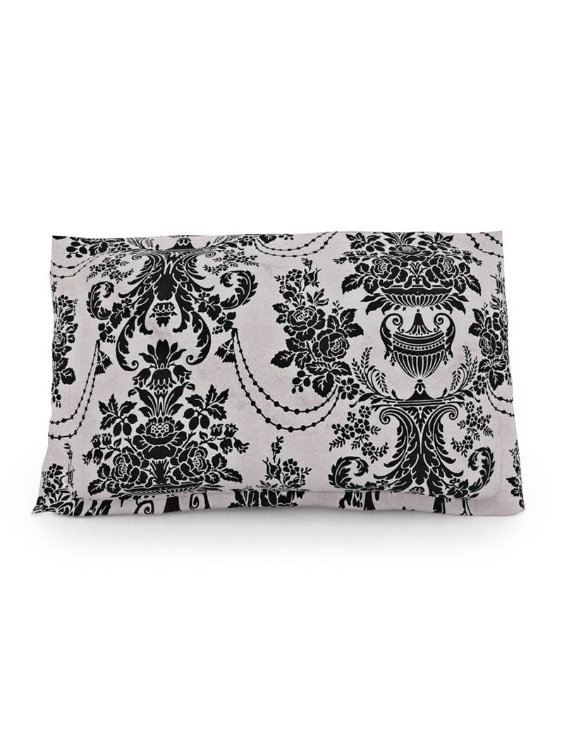 Cotton Blend 120 TC Floral Single Bed Sheet with 1 Pillow Cover  Beige Black
