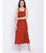 Rust Stop Through Pinafore Women Dress