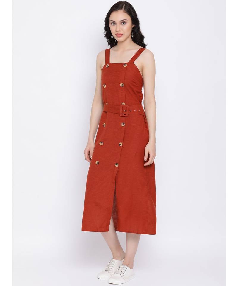 Rust Stop Through Pinafore Women Dress