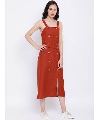 Rust Stop Through Pinafore Women Dress 3