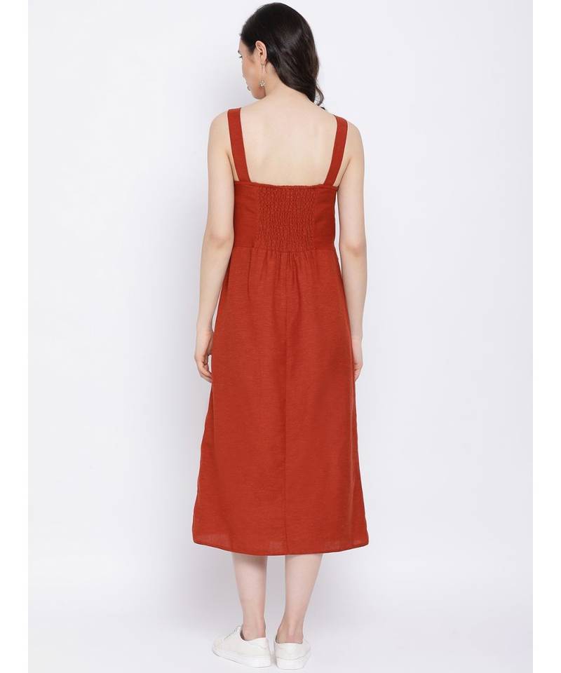 Rust Stop Through Pinafore Women Dress