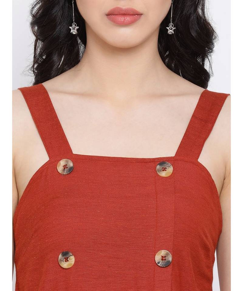 Rust Stop Through Pinafore Women Dress