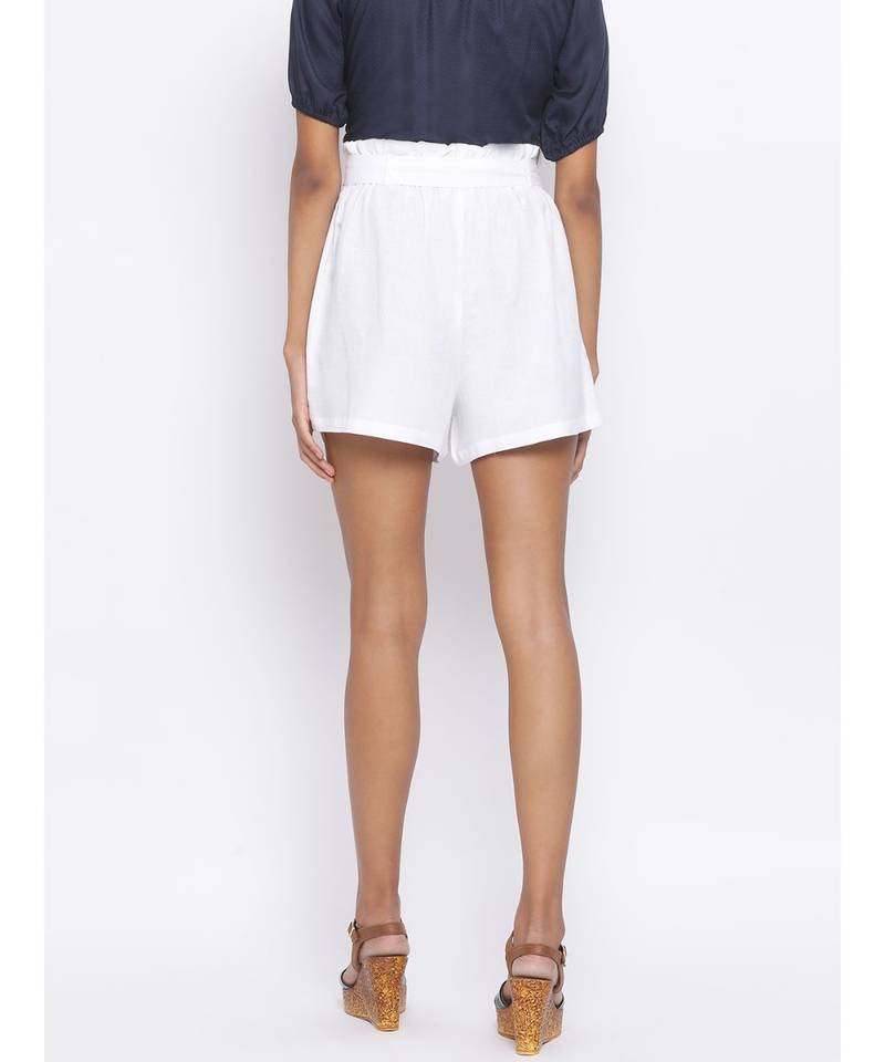Pearl Fiera Belted Linen Women Short