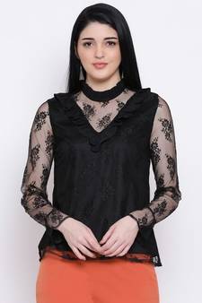 Black Class Frill Women Top