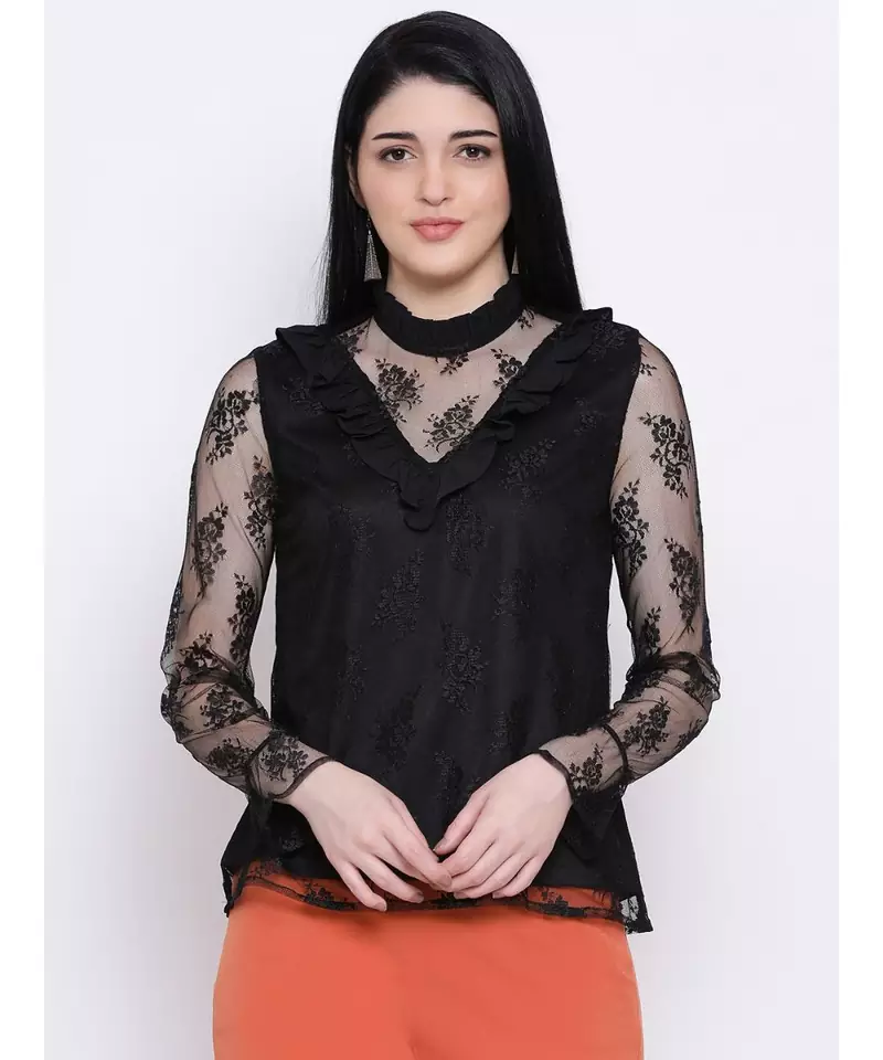 Black Class Frill Women Top