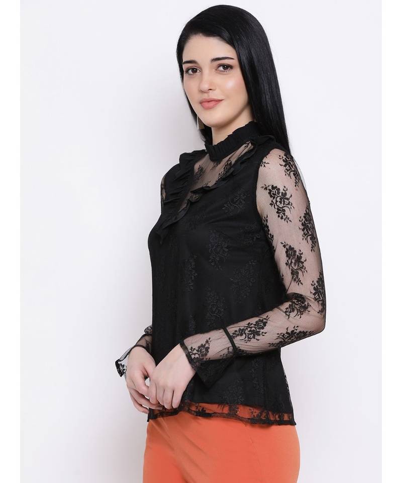 Black Class Frill Women Top