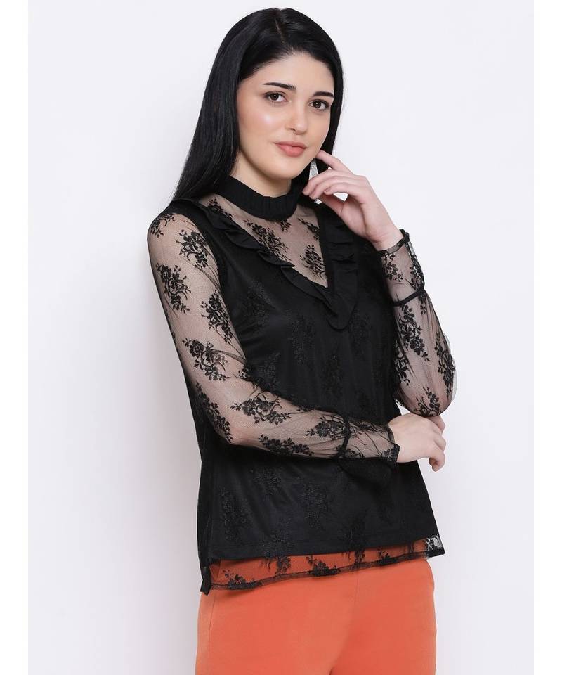 Black Class Frill Women Top