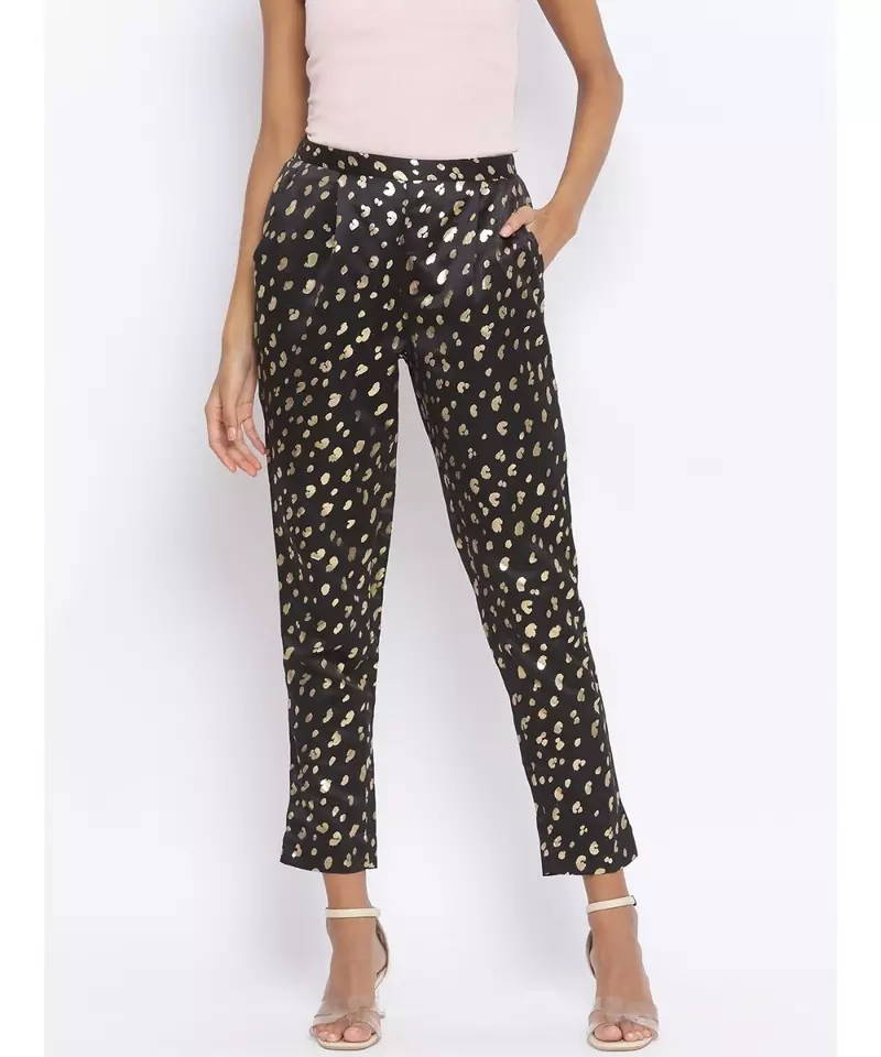 Polka Mark Structure Foil Print Women Pant
