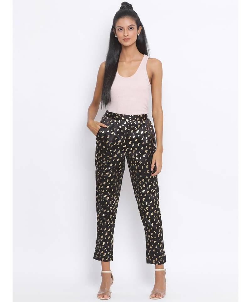 Polka Mark Structure Foil Print Women Pant