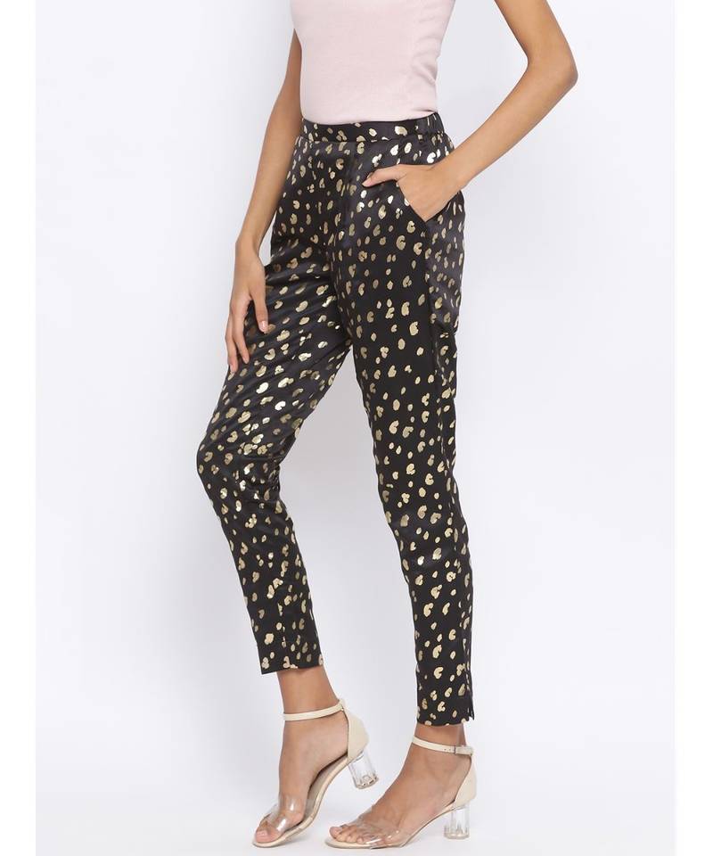 Polka Mark Structure Foil Print Women Pant