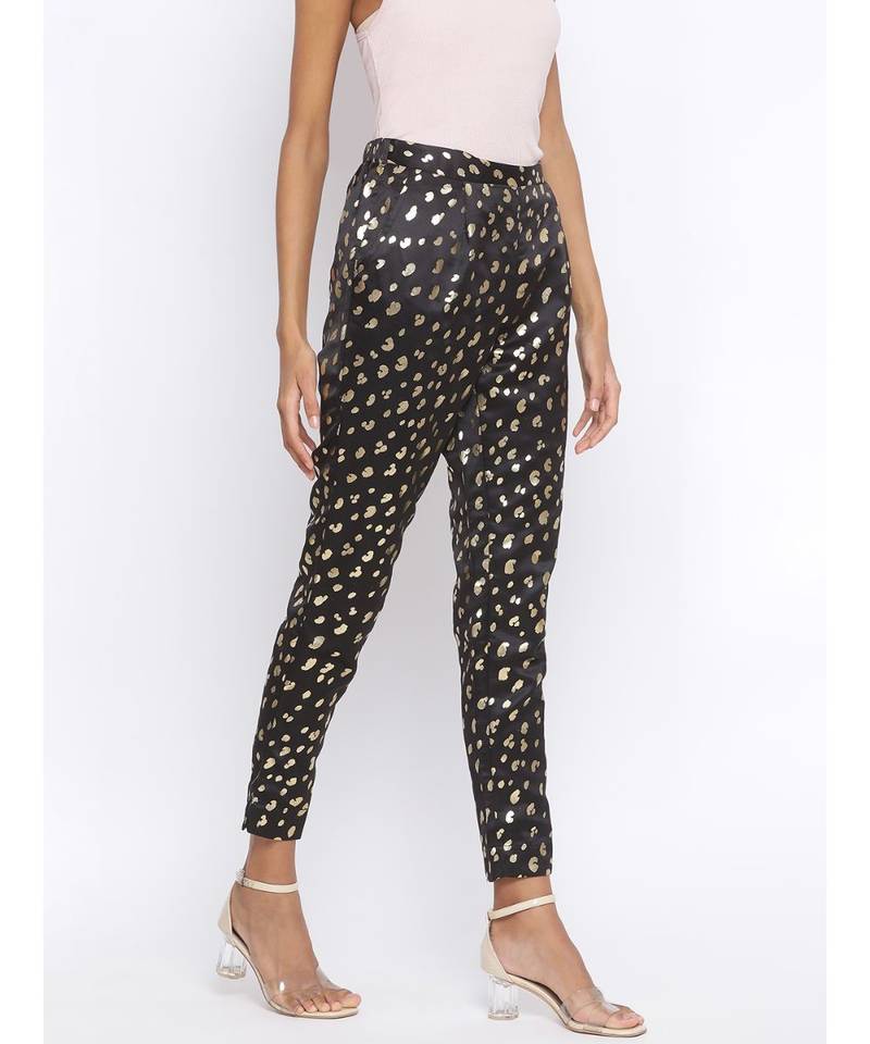 Polka Mark Structure Foil Print Women Pant
