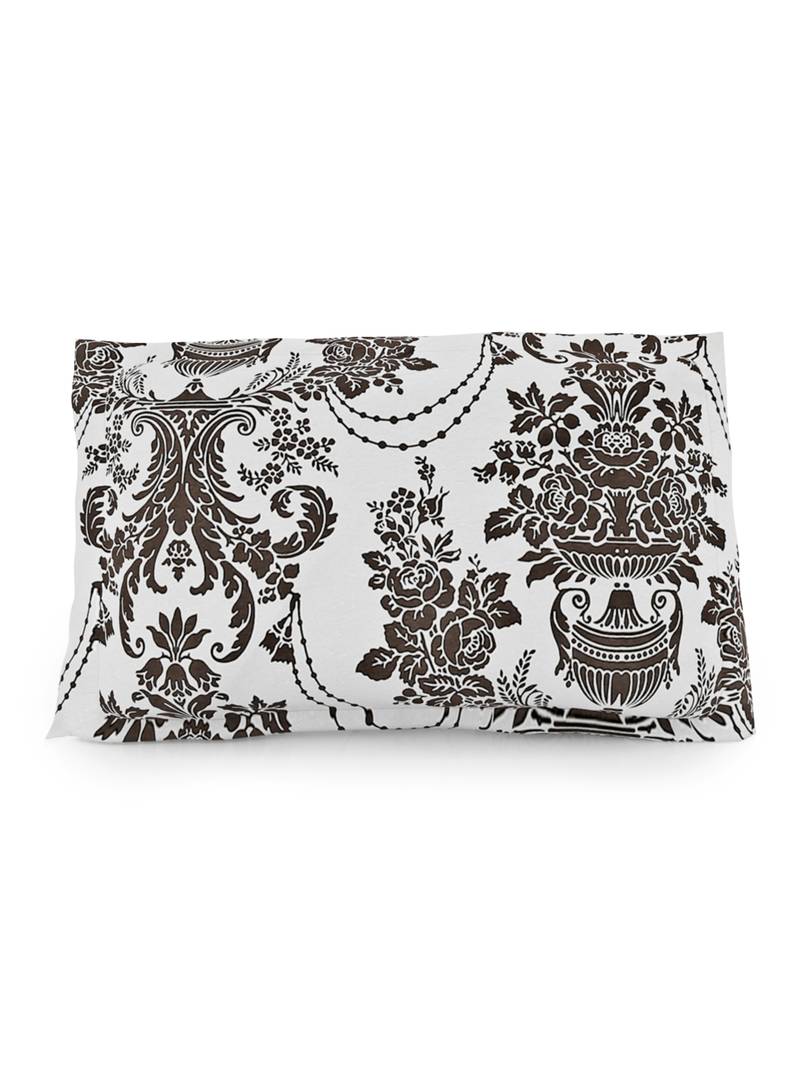 Cotton Blend 120 TC Floral Single Bed Sheet with 1 Pillow Cover  Brown Off White