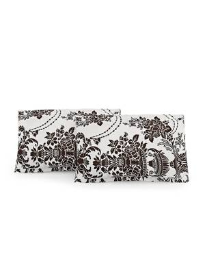 Cotton Blend 120 TC Floral Double Bed Sheet with 2 Pillow Covers  Brown Off White 5