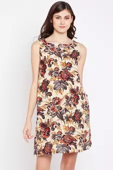 Floral Montage Sleeveless Glam Dress