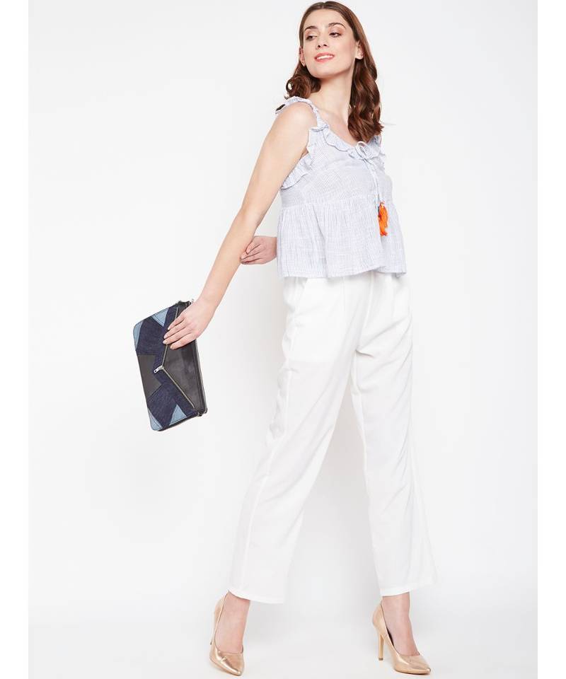 Blue Mirror Stylized Tassel Top