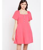 Bella Lenny Button Detail Pink Dress