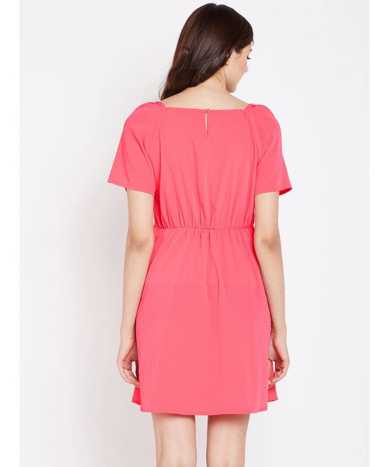 Bella Lenny Button Detail Pink Dress