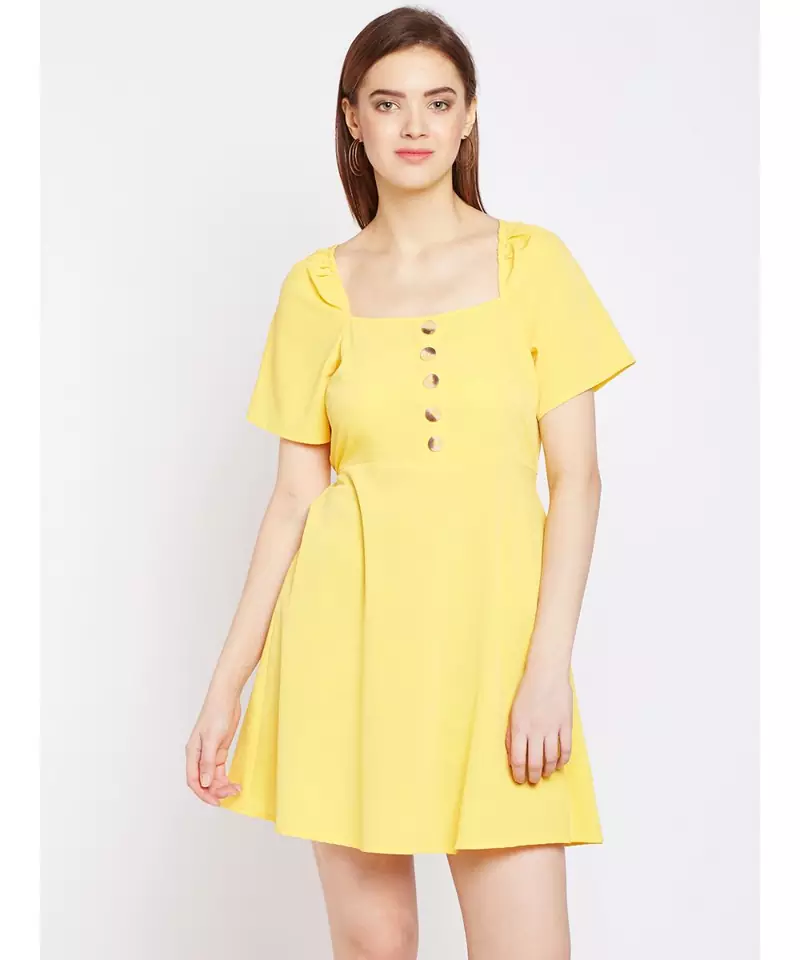 Sunshine Passion Velvet Button Dress