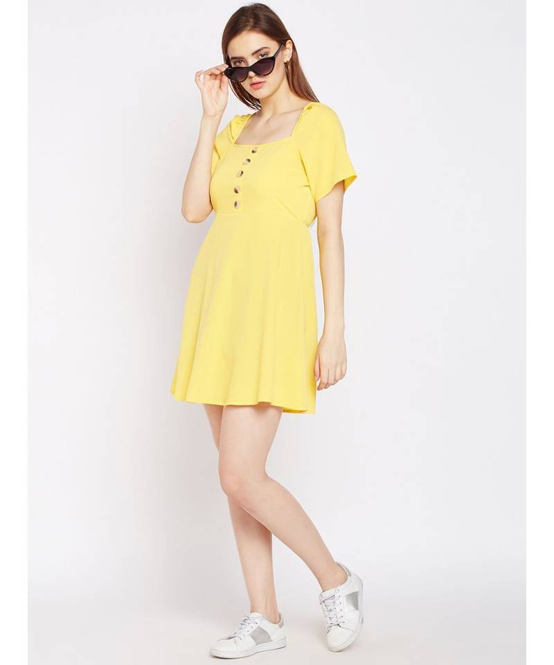Sunshine Passion Velvet Button Dress