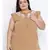 Camel Seventies Embro Plus Size Top