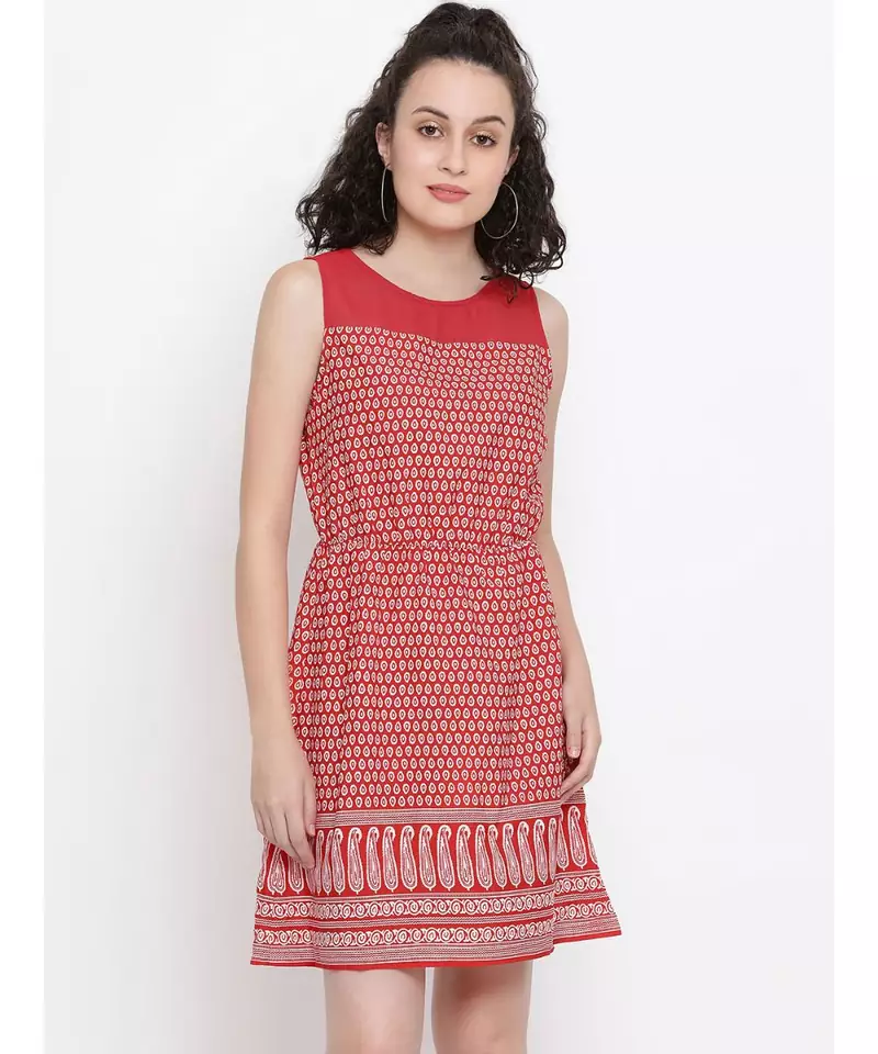 Abstract Sunset Sheer Dress