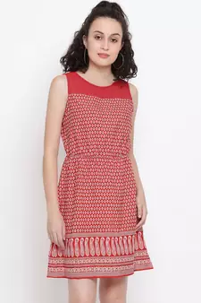 Abstract Sunset Sheer Dress