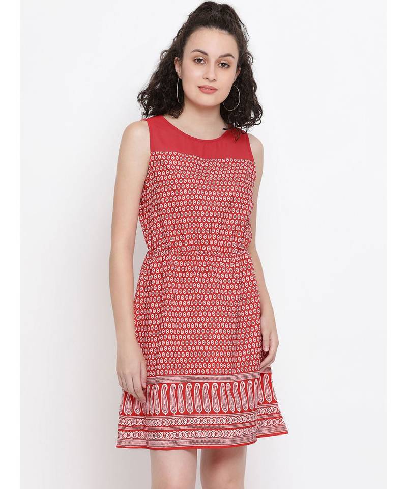 Abstract Sunset Sheer Dress