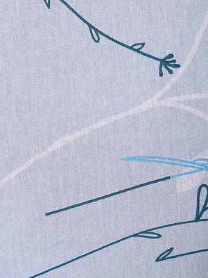 100% Cotton 144 TC Floral Fitted Double Bed Sheet with 2 Pillow Covers  Sky Blue Grey 4