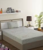 100% Cotton 144 TC Floral Single Bed Sheet with 1 Pillow Cover  Beige Red