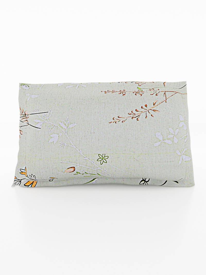 100% Cotton 144 TC Floral Single Bed Sheet with 1 Pillow Cover  Beige Red