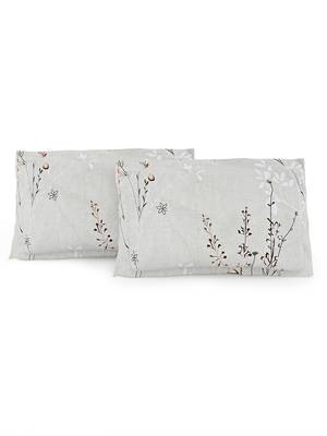 100% Cotton 144 TC Floral Fitted Double Bed Sheet with 2 Pillow Covers  Beige Red 5