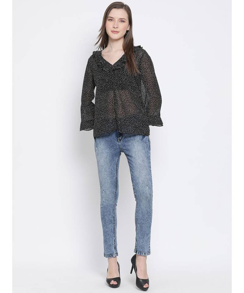 Polka Frill Stop Women Top