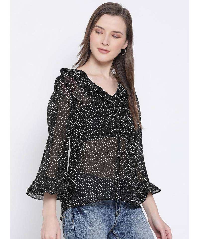 Polka Frill Stop Women Top