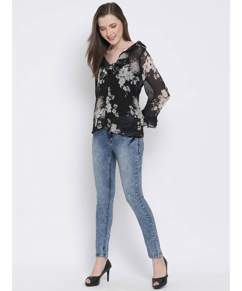 Floral Candid Frill Women Top