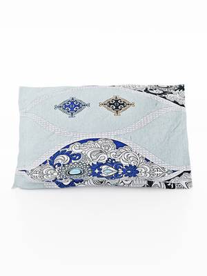 100% Cotton 144 TC Geometric Single Bed Sheet with 1 Pillow Cover  Blue Off White 5