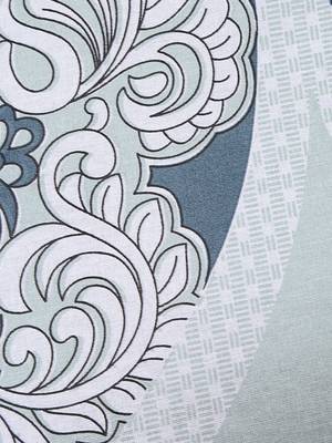 100% Cotton 144 TC Geometric Double Bed Sheet with 2 Pillow Covers  Blue Off White 5