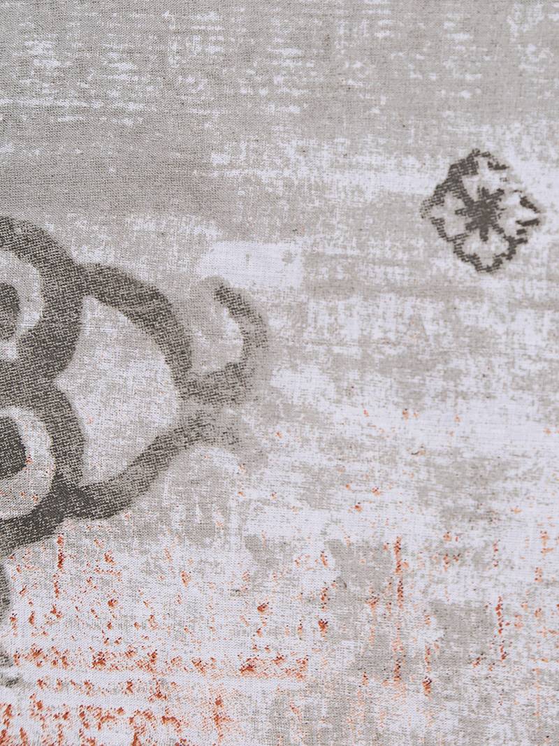 100% Cotton 144 TC Printed Single Bed Sheet with 1 Pillow Cover  Grey Red