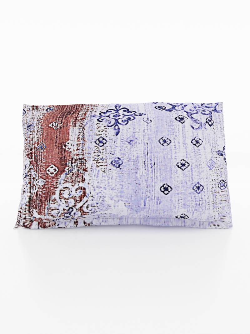 100% Cotton 144 TC Printed Single Bed Sheet with 1 Pillow Cover  Blue Pink