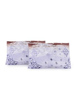 100% Cotton 144 TC Printed Double Bed Sheet with 2 Pillow Covers  Blue Pink 5