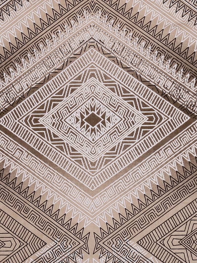 Premium 100% Cotton 200 TC Geometric Single Bed Sheet with 1 Pillow Cover  Off White Brown