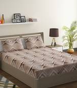 Premium 100% Cotton 200 TC Geometric Double Bed Sheet with 2 Pillow Covers  Off White Brown