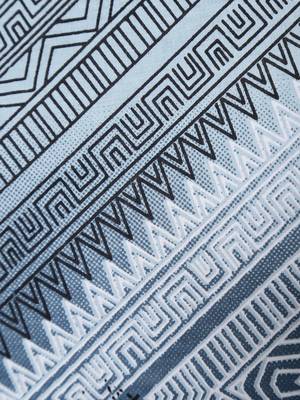 Premium 100% Cotton 200 TC Geometric Extra Large Bed Sheet with 2 Pillow Covers  Blue Off White 4