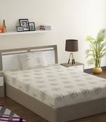 Premium 100% Cotton 200 TC Floral Single Bed Sheet with 1 Pillow Cover  Off White Grey