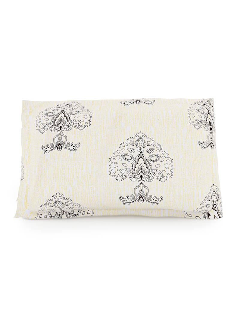 Premium 100% Cotton 200 TC Floral Single Bed Sheet with 1 Pillow Cover  Off White Grey