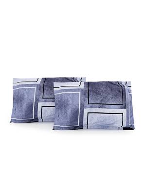 Mercerized Cotton 210 TC Geometric Fitted Double Bed Sheet with 2 Pillow Covers  Grey Off White 5