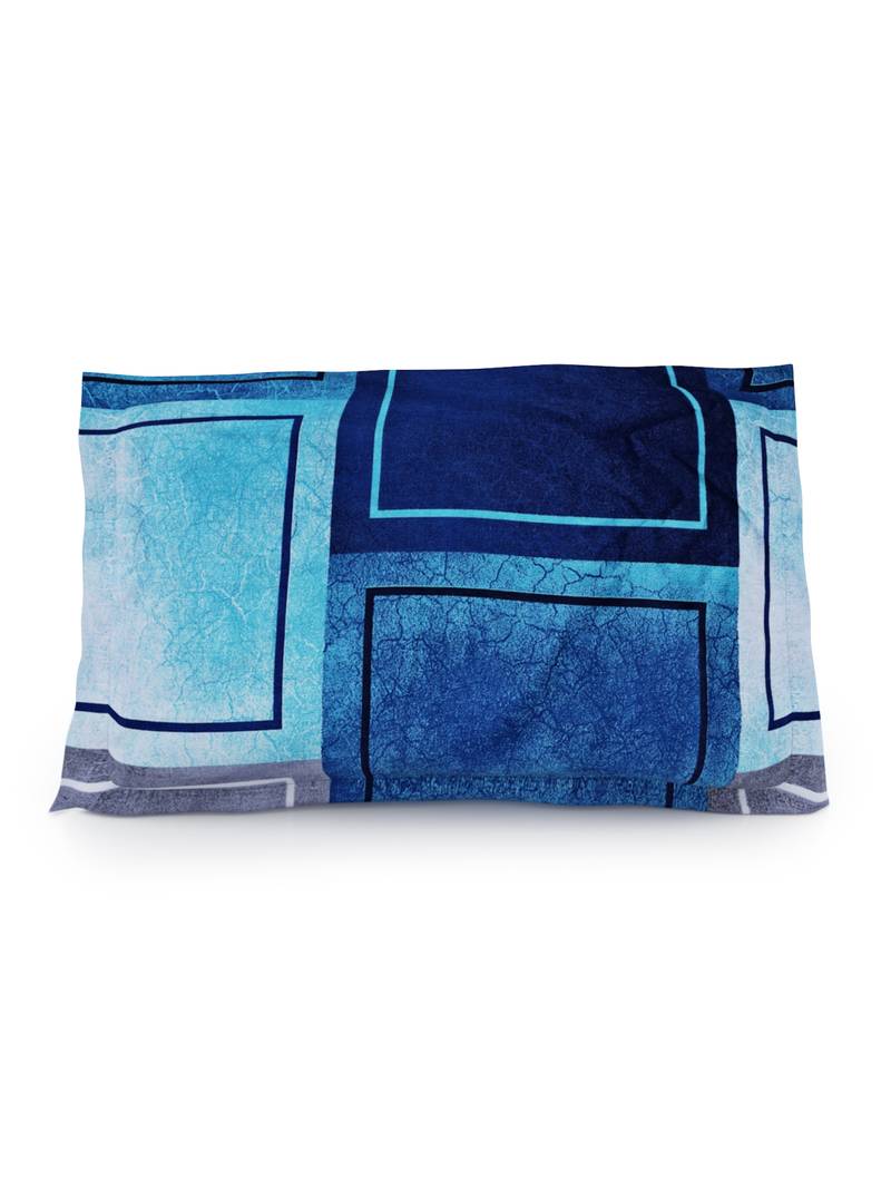 Mercerized Cotton 210 TC Geometric Single Bed Sheet with 1 Pillow Cover  Blue Grey